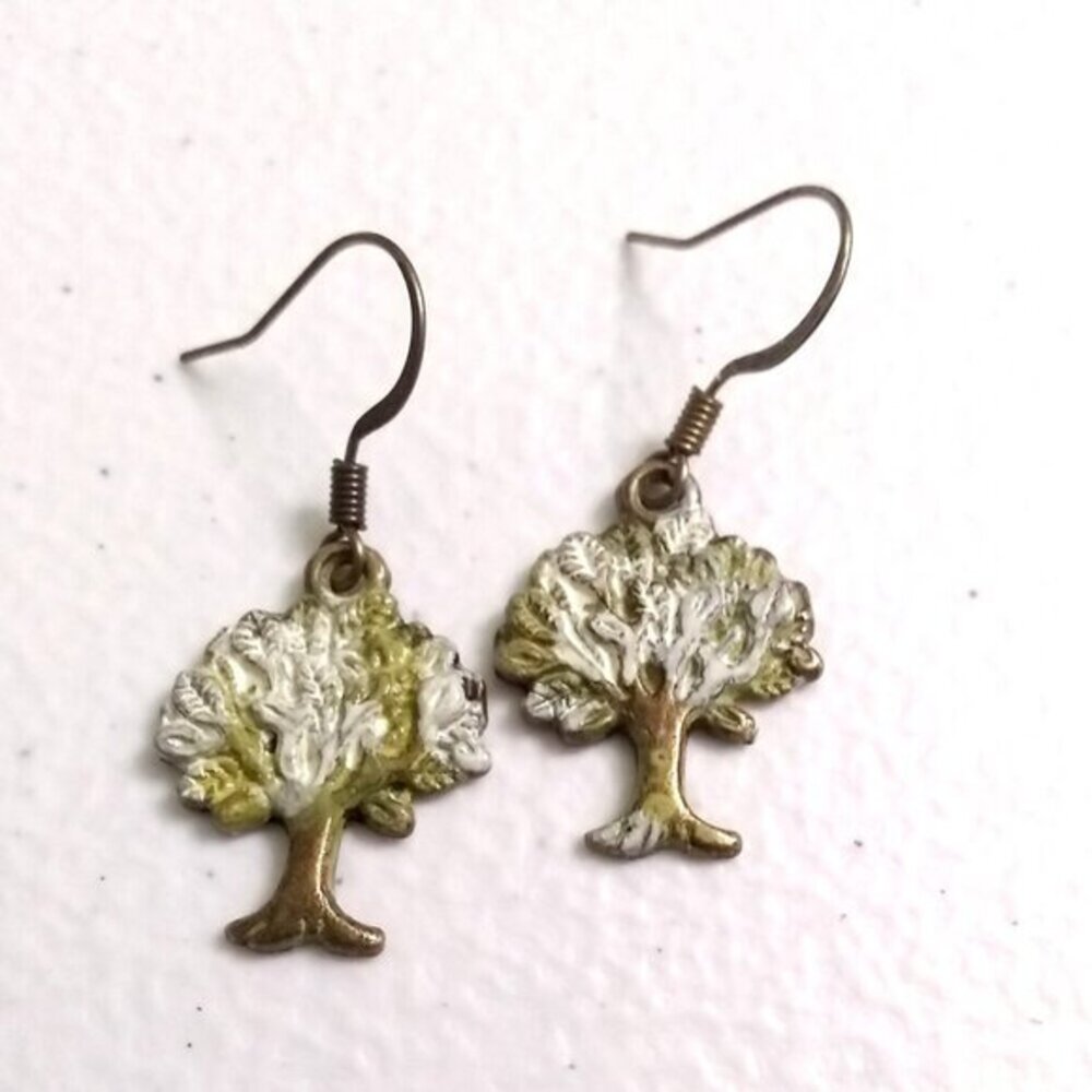 Tree of Life Earrings! Patina Painted Bronze | Lightweight & Chic | NatureLovers - Picture 4 of 6